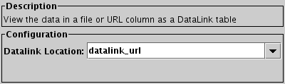 Configuration for View Datalink Table action